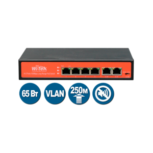 Wi-Tek WI-PS205 (Неуправляемый коммутатор 4 PoE порта 100Base-TX + 2 100Base-TX)