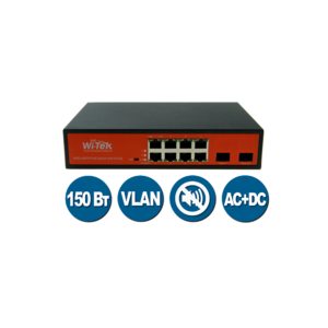 Wi-Tek WI-PS310GF (Неуправляемый коммутатор 8 PoE порта 1000Base-T + 2 SFP)